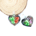 Black Heart 3D Glass Flower Lampwork Pendants for Decoration 12pcs/box , MC0058